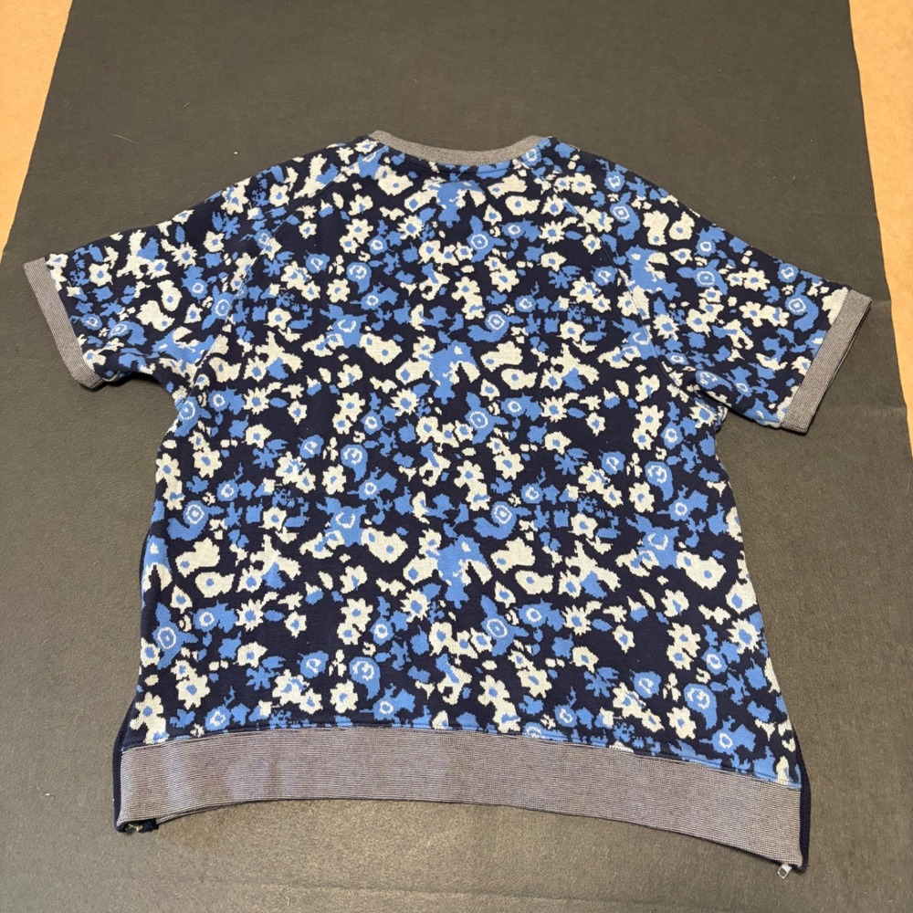 PRPS Short Sleeve Knit Streetwear Mens L Blue Floral Camo Side Zip Designer Bold - Picture 6 of 8